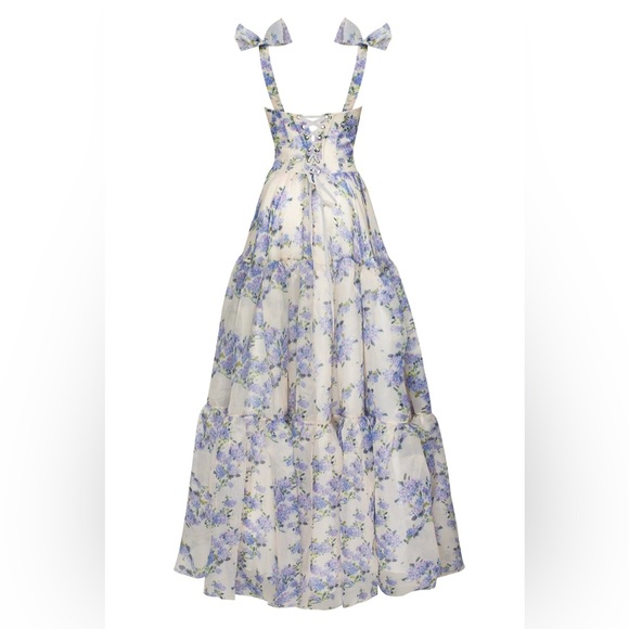 Hydrangea Tender floral maxi tie-strap dress - Picture 6 of 15